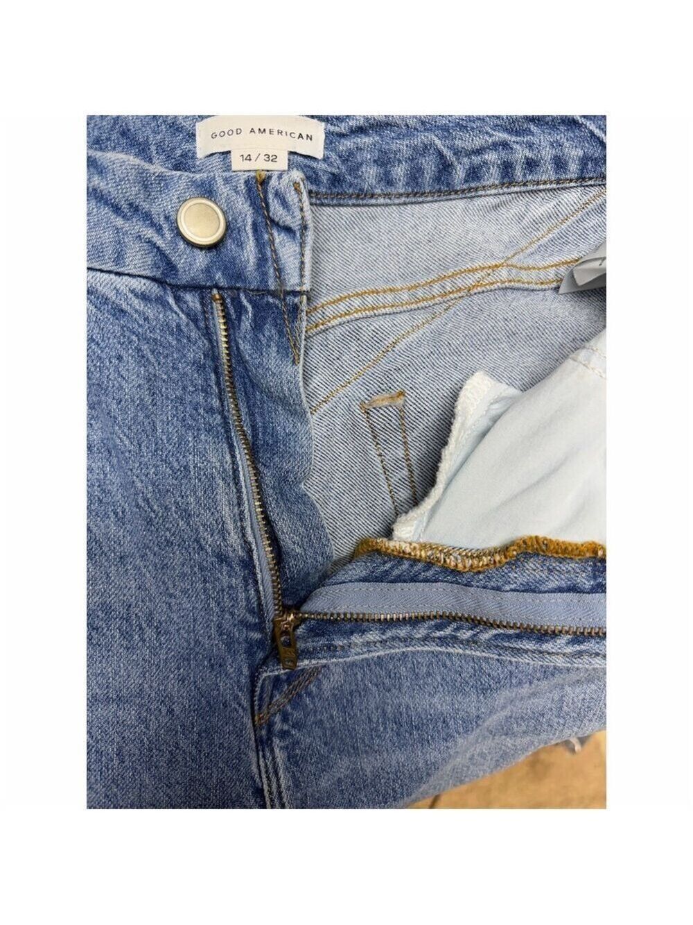 Good American Jeans Womens Size 14 Light Wash Blue High Rise Straight - Picture 9 of 11